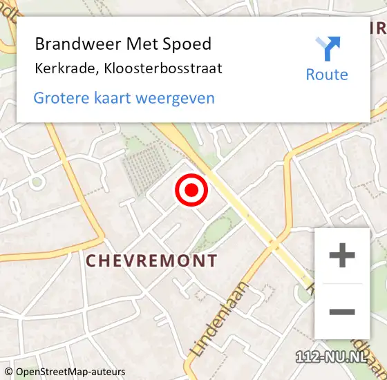 Locatie op kaart van de 112 melding: Brandweer Met Spoed Naar Kerkrade, Kloosterbosstraat op 8 augustus 2019 21:52