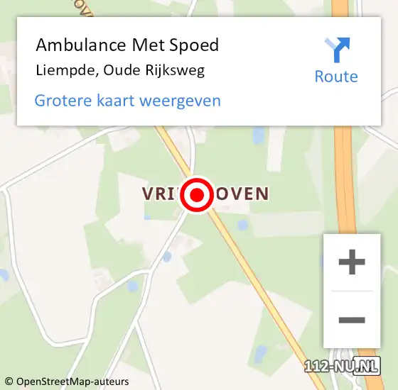 Locatie op kaart van de 112 melding: Ambulance Met Spoed Naar Liempde, Oude Rijksweg op 8 augustus 2019 22:22