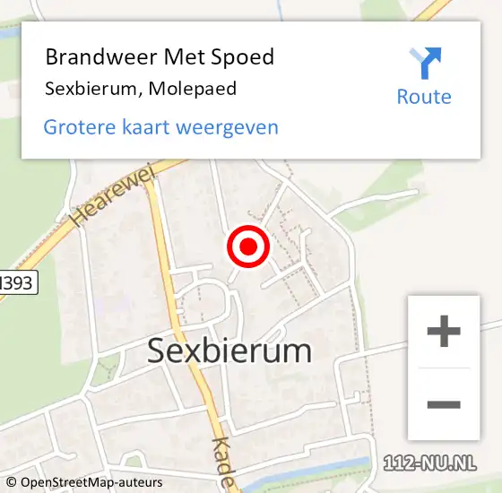 Locatie op kaart van de 112 melding: Brandweer Met Spoed Naar Sexbierum, Molepaed op 8 augustus 2019 23:53