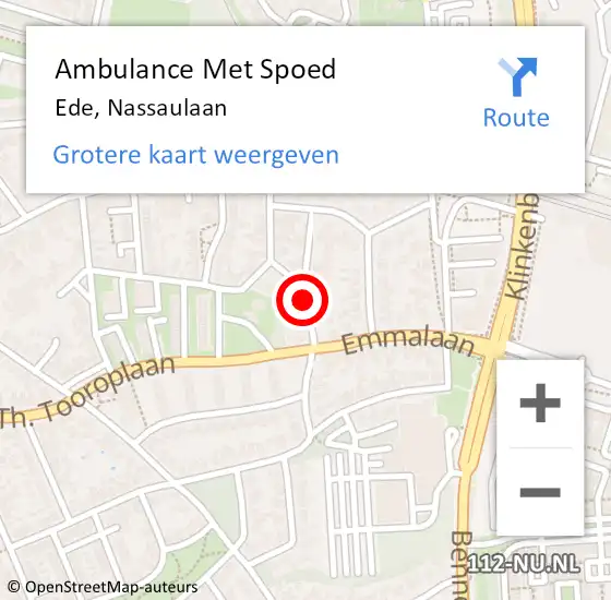 Locatie op kaart van de 112 melding: Ambulance Met Spoed Naar Ede, Nassaulaan op 9 augustus 2019 00:23