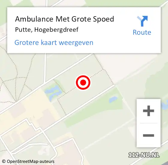 Locatie op kaart van de 112 melding: Ambulance Met Grote Spoed Naar Putte, Hogebergdreef op 9 augustus 2019 00:50