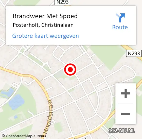 Locatie op kaart van de 112 melding: Brandweer Met Spoed Naar Posterholt, Christinalaan op 9 augustus 2019 01:43