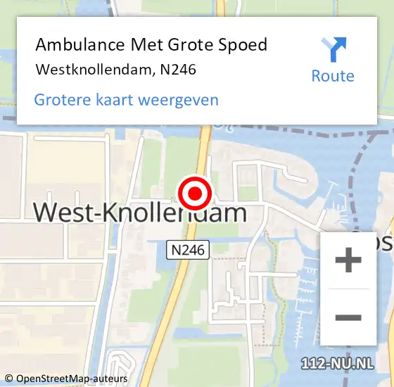 Locatie op kaart van de 112 melding: Ambulance Met Grote Spoed Naar Westknollendam, N246 op 9 augustus 2019 01:47