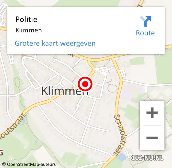 Locatie op kaart van de 112 melding: Politie Klimmen op 9 augustus 2019 05:25