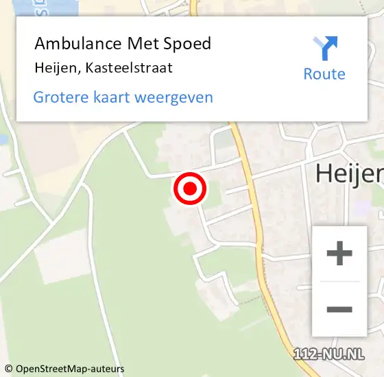 Locatie op kaart van de 112 melding: Ambulance Met Spoed Naar Heijen, Kasteelstraat op 9 augustus 2019 05:33