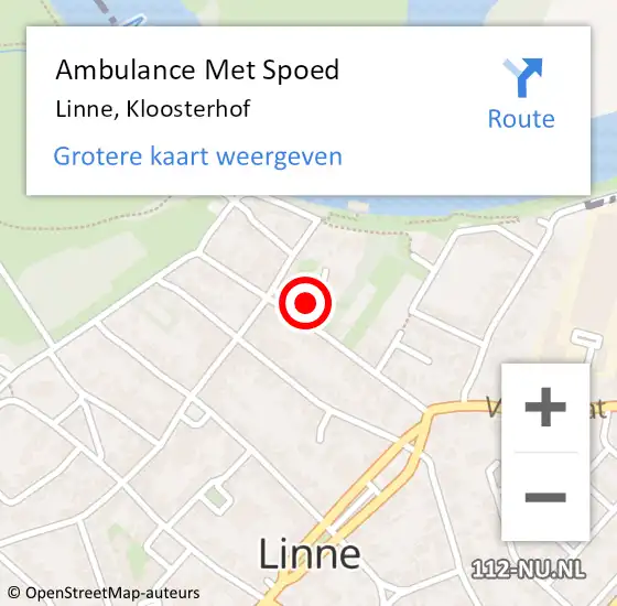 Locatie op kaart van de 112 melding: Ambulance Met Spoed Naar Linne, Kloosterhof op 9 augustus 2019 07:27