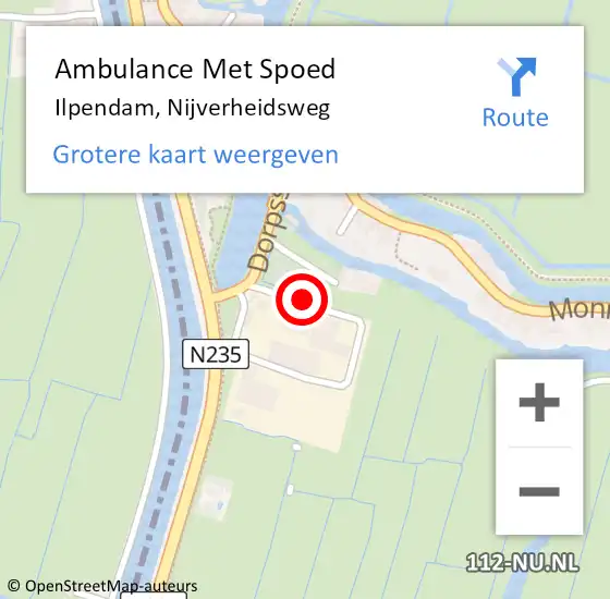 Locatie op kaart van de 112 melding: Ambulance Met Spoed Naar Ilpendam, Nijverheidsweg op 9 augustus 2019 09:57