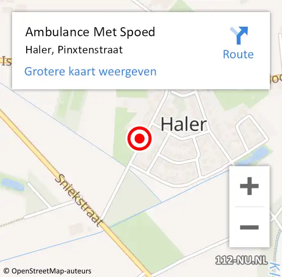 Locatie op kaart van de 112 melding: Ambulance Met Spoed Naar Haler, Pinxtenstraat op 9 augustus 2019 10:27