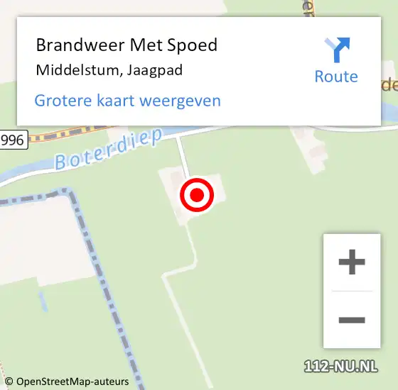 Locatie op kaart van de 112 melding: Brandweer Met Spoed Naar Middelstum, Jaagpad op 10 april 2014 08:27