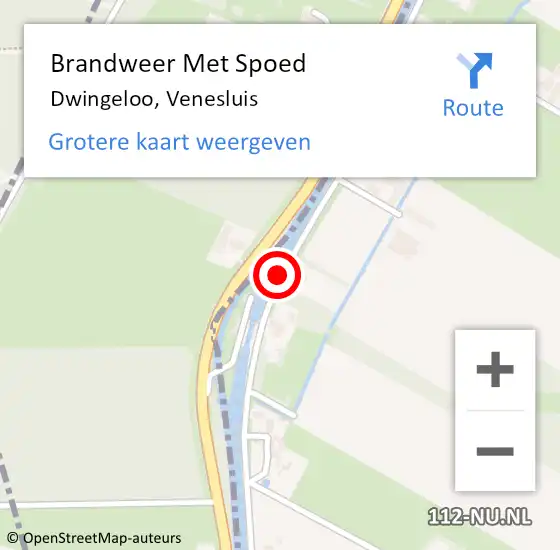 Locatie op kaart van de 112 melding: Brandweer Met Spoed Naar Dwingeloo, Venesluis op 9 augustus 2019 11:11