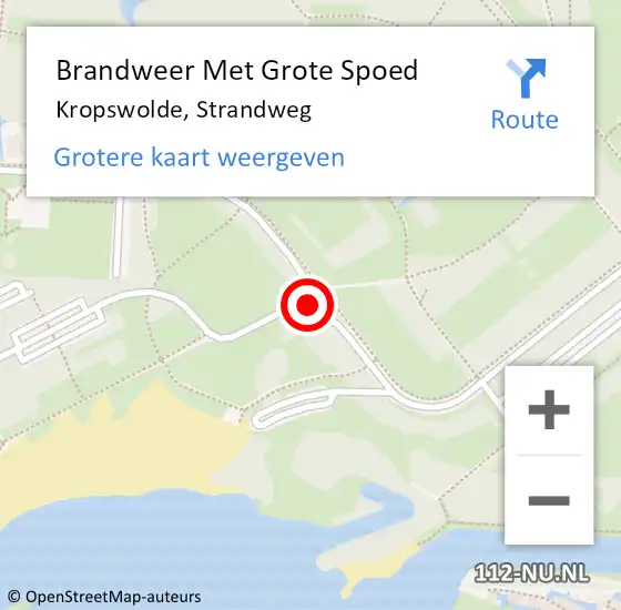 Locatie op kaart van de 112 melding: Brandweer Met Grote Spoed Naar Kropswolde, Strandweg op 9 augustus 2019 11:23