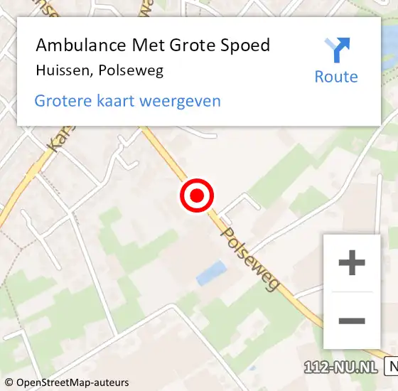 Locatie op kaart van de 112 melding: Ambulance Met Grote Spoed Naar Huissen, Polseweg op 9 augustus 2019 11:34