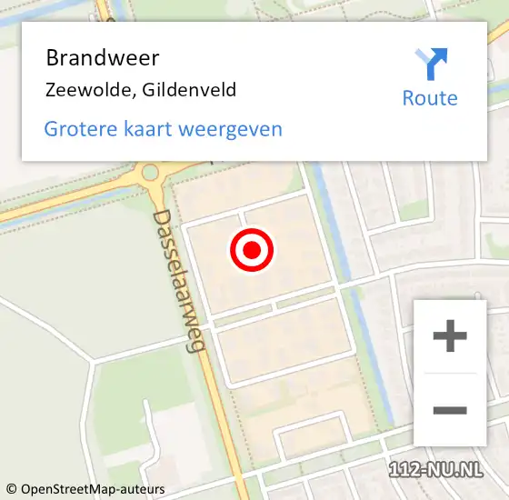 Locatie op kaart van de 112 melding: Brandweer Zeewolde, Gildenveld op 9 augustus 2019 11:50