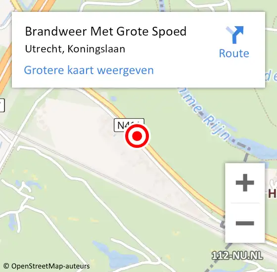 Locatie op kaart van de 112 melding: Brandweer Met Grote Spoed Naar Utrecht, Koningslaan op 9 augustus 2019 12:23