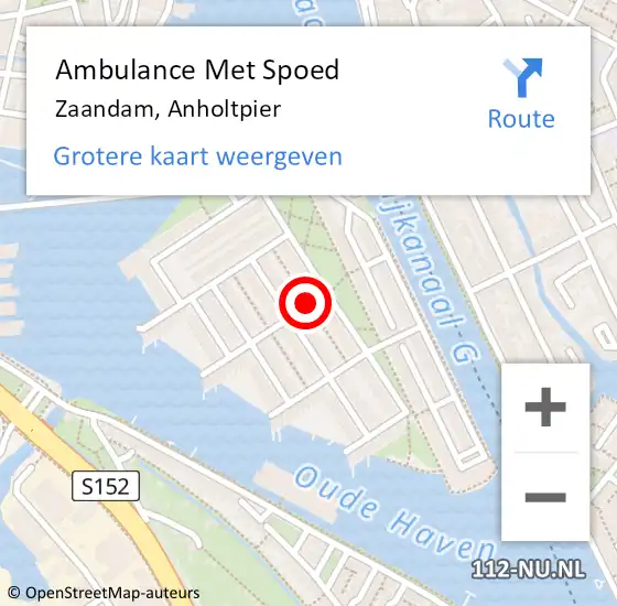 Locatie op kaart van de 112 melding: Ambulance Met Spoed Naar Zaandam, Anholtpier op 9 augustus 2019 12:42