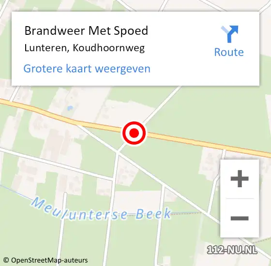 Locatie op kaart van de 112 melding: Brandweer Met Spoed Naar Lunteren, Koudhoornweg op 9 augustus 2019 13:07