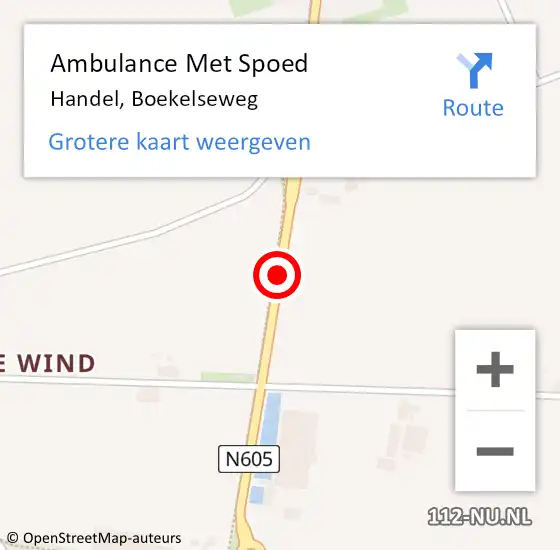 Locatie op kaart van de 112 melding: Ambulance Met Spoed Naar Handel, Boekelseweg op 9 augustus 2019 13:21