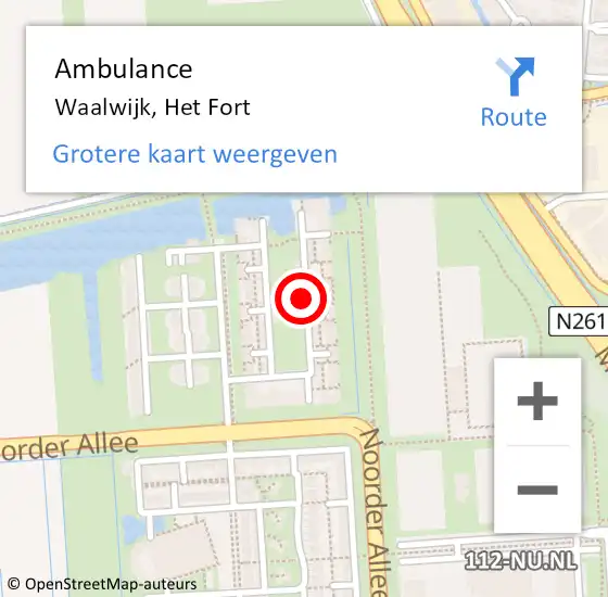 Locatie op kaart van de 112 melding: Ambulance Waalwijk, Het Fort op 9 augustus 2019 13:42