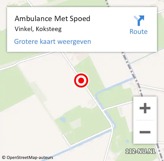 Locatie op kaart van de 112 melding: Ambulance Met Spoed Naar Vinkel, Koksteeg op 9 augustus 2019 14:10