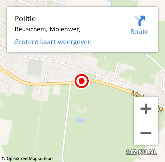 Locatie op kaart van de 112 melding: Politie Beusichem, Molenweg op 9 augustus 2019 14:15