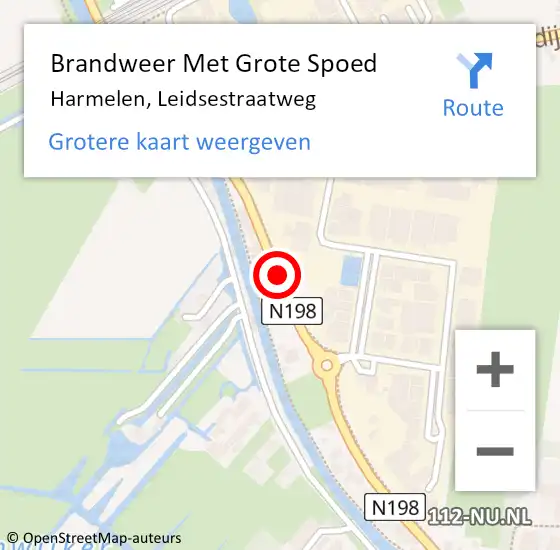 Locatie op kaart van de 112 melding: Brandweer Met Grote Spoed Naar Harmelen, Leidsestraatweg op 9 augustus 2019 14:45