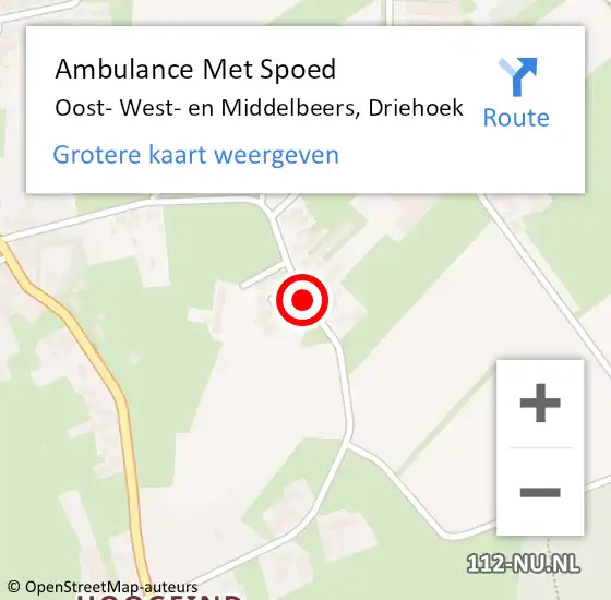 Locatie op kaart van de 112 melding: Ambulance Met Spoed Naar Oost- West- en Middelbeers, Driehoek op 9 augustus 2019 15:05