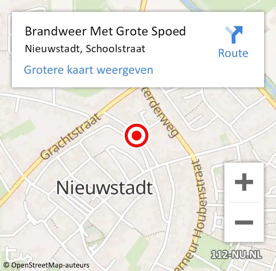 Locatie op kaart van de 112 melding: Brandweer Met Grote Spoed Naar Nieuwstadt, Schoolstraat op 9 augustus 2019 15:47