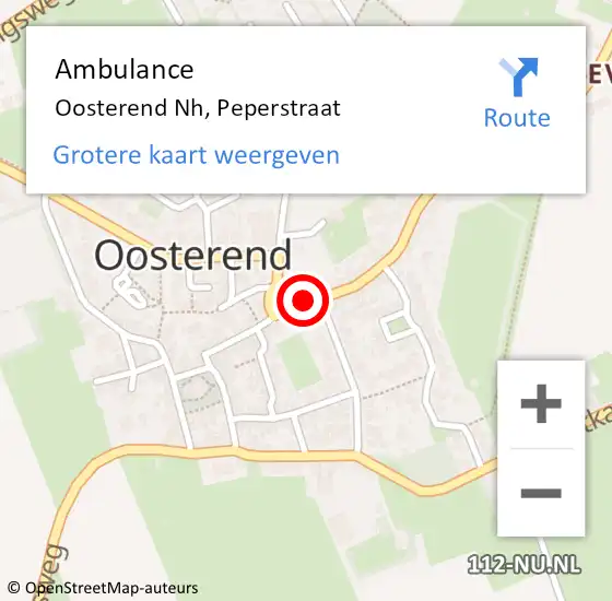 Locatie op kaart van de 112 melding: Ambulance Oosterend Nh, Peperstraat op 9 augustus 2019 16:10