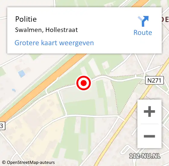 Locatie op kaart van de 112 melding: Politie Swalmen, Hollestraat op 9 augustus 2019 16:30