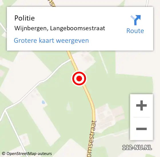Locatie op kaart van de 112 melding: Politie Wijnbergen, Langeboomsestraat op 9 augustus 2019 17:01