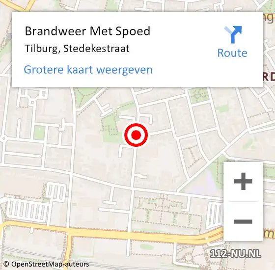 Locatie op kaart van de 112 melding: Brandweer Met Spoed Naar Tilburg, Stedekestraat op 9 augustus 2019 17:10