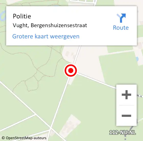 Locatie op kaart van de 112 melding: Politie Vught, Bergenshuizensestraat op 9 augustus 2019 17:17