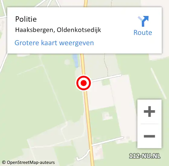 Locatie op kaart van de 112 melding: Politie Haaksbergen, Oldenkotsedijk op 9 augustus 2019 17:43