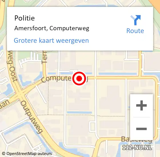 Locatie op kaart van de 112 melding: Politie Amersfoort, Computerweg op 9 augustus 2019 17:58