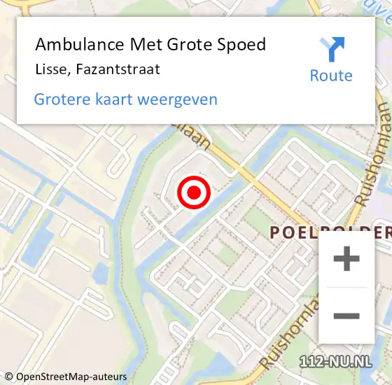 Locatie op kaart van de 112 melding: Ambulance Met Grote Spoed Naar Lisse, Fazantstraat op 9 augustus 2019 19:58