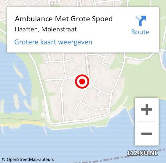 Locatie op kaart van de 112 melding: Ambulance Met Grote Spoed Naar Haaften, Molenstraat op 9 augustus 2019 20:16