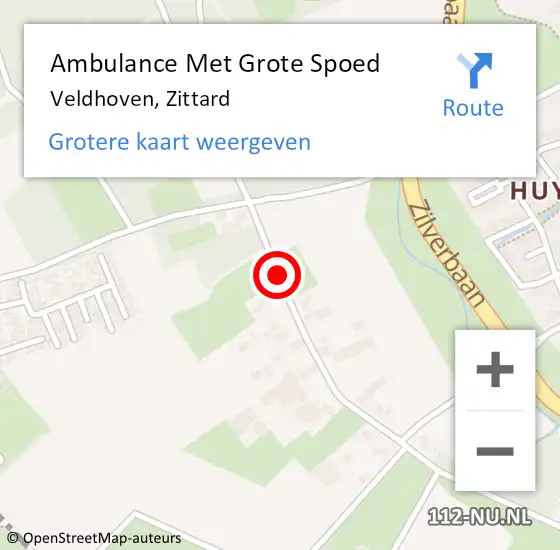 Locatie op kaart van de 112 melding: Ambulance Met Grote Spoed Naar Veldhoven, Zittard op 9 augustus 2019 20:19