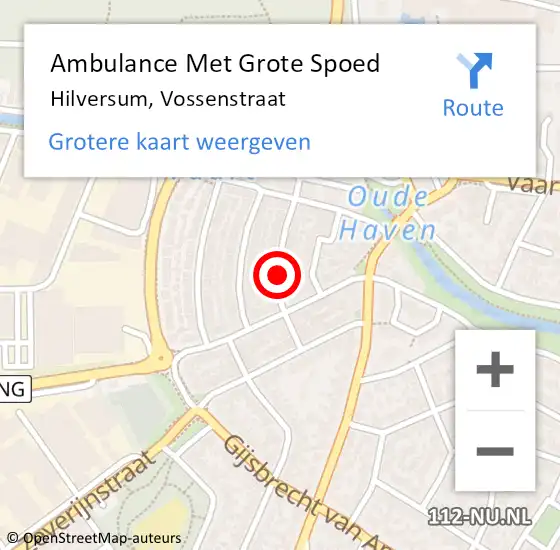 Locatie op kaart van de 112 melding: Ambulance Met Grote Spoed Naar Hilversum, Vossenstraat op 10 april 2014 08:52