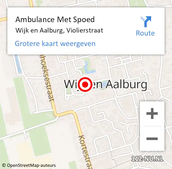 Locatie op kaart van de 112 melding: Ambulance Met Spoed Naar Wijk en Aalburg, Violierstraat op 9 augustus 2019 20:27