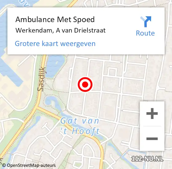 Locatie op kaart van de 112 melding: Ambulance Met Spoed Naar Werkendam, A van Drielstraat op 9 augustus 2019 20:34