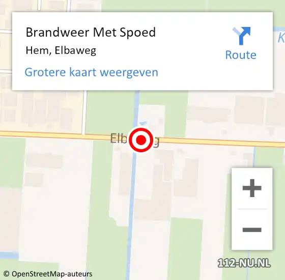 Locatie op kaart van de 112 melding: Brandweer Met Spoed Naar Hem, Elbaweg op 9 augustus 2019 21:50