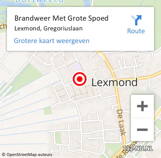 Locatie op kaart van de 112 melding: Brandweer Met Grote Spoed Naar Lexmond, Gregoriuslaan op 9 augustus 2019 21:51