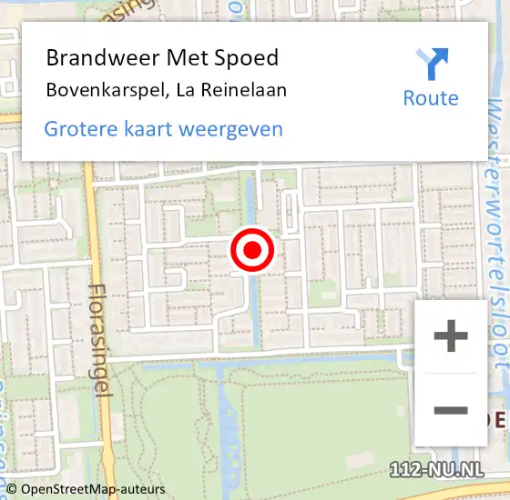 Locatie op kaart van de 112 melding: Brandweer Met Spoed Naar Bovenkarspel, La Reinelaan op 9 augustus 2019 22:07