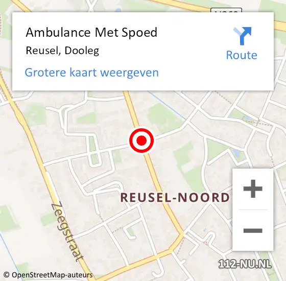 Locatie op kaart van de 112 melding: Ambulance Met Spoed Naar Reusel, Dooleg op 9 augustus 2019 22:10