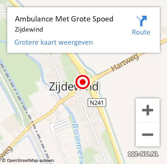 Locatie op kaart van de 112 melding: Ambulance Met Grote Spoed Naar Zijdewind op 9 augustus 2019 22:38