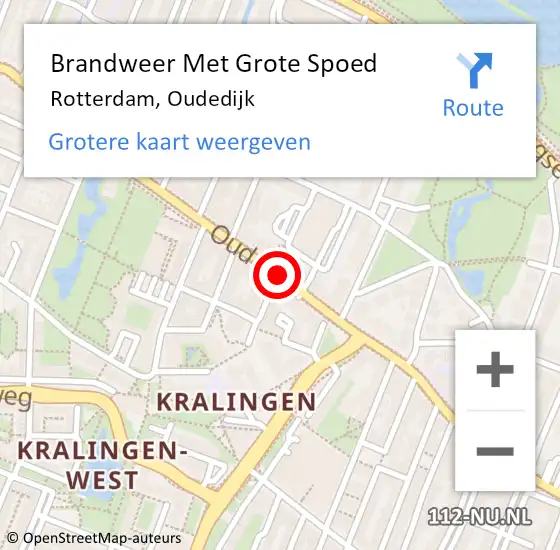 Locatie op kaart van de 112 melding: Brandweer Met Grote Spoed Naar Rotterdam, Oudedijk op 9 augustus 2019 23:06