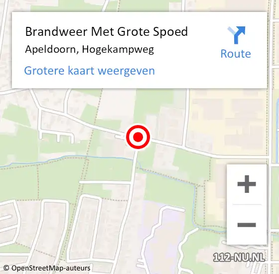 Locatie op kaart van de 112 melding: Brandweer Met Grote Spoed Naar Apeldoorn, Hogekampweg op 10 augustus 2019 00:30