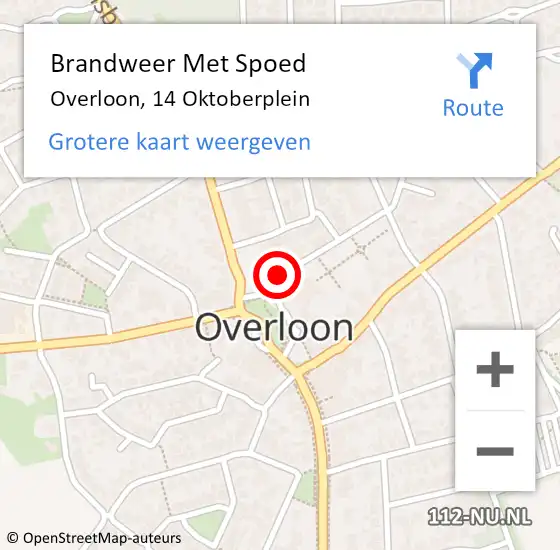 Locatie op kaart van de 112 melding: Brandweer Met Spoed Naar Overloon, 14 Oktoberplein op 10 augustus 2019 03:41