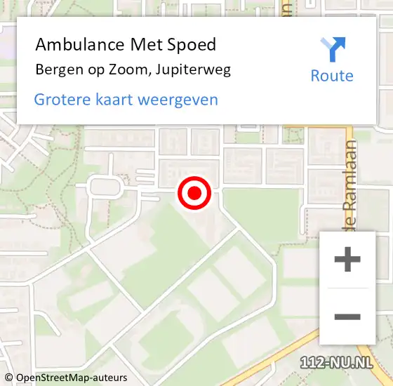 Locatie op kaart van de 112 melding: Ambulance Met Spoed Naar Bergen op Zoom, Jupiterweg op 10 augustus 2019 04:17