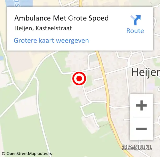 Locatie op kaart van de 112 melding: Ambulance Met Grote Spoed Naar Heijen, Kasteelstraat op 10 augustus 2019 05:42